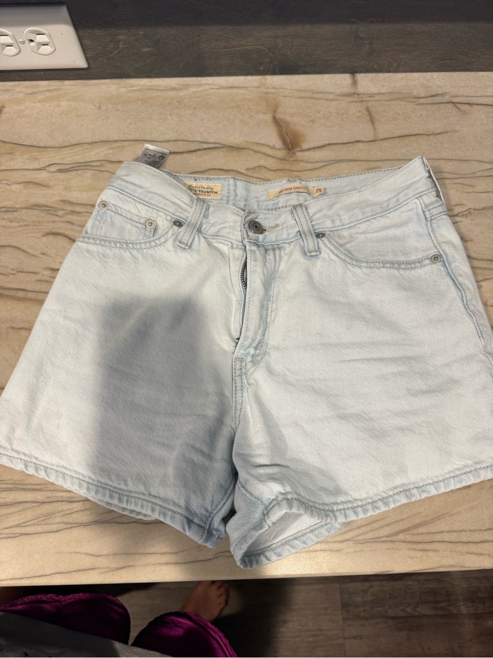 Levi's Pale Blue High-Rise Denim Shorts
